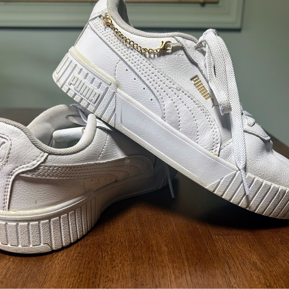 PUMA Womens Size 7 Carina 3.0 Charm Lace Up Sneakers Shoes Casual - White